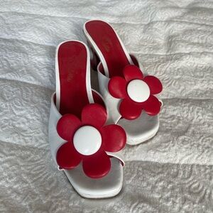 L’atelier de Charolette Josephine Red & White Flower Heels